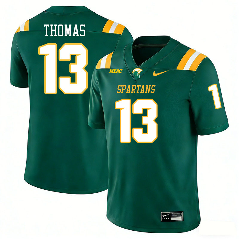 Norfolk State Spartans #13 Kam'Ryn Thomas College Football Jerseys,Uniforms Stitched-Green